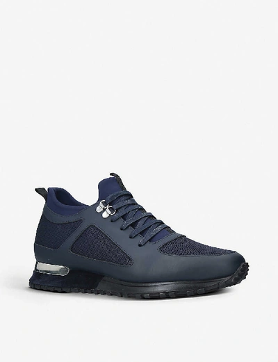 Shop Mallet Men's Navy Diver Leather And Mesh Trainers