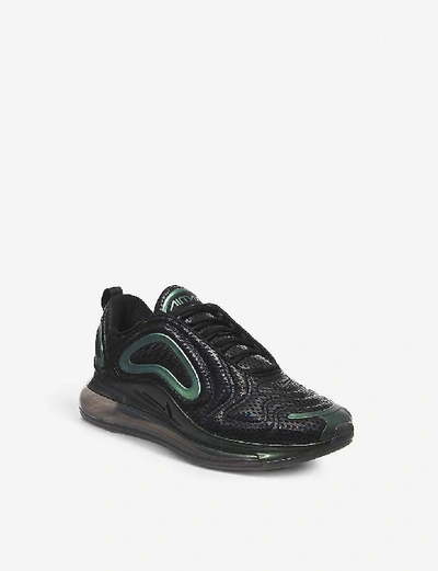 Shop Nike Air Max 720 Woven Trainers In Black+silver