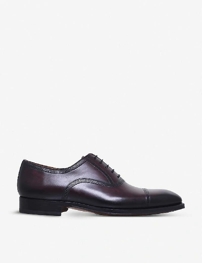 Shop Magnanni Domino Leather Oxford Shoes In Wine