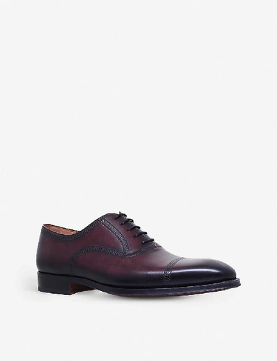 Shop Magnanni Domino Leather Oxford Shoes In Wine