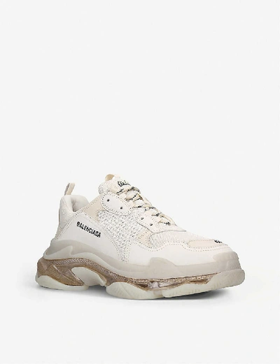 Shop Balenciaga Triple S Airsole Leather And Mesh Trainers In Beige