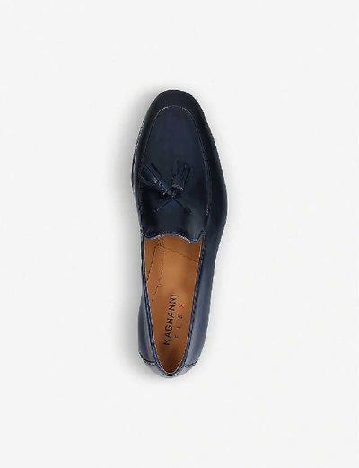 Shop Magnanni Leather Tassel Loafers In Blue