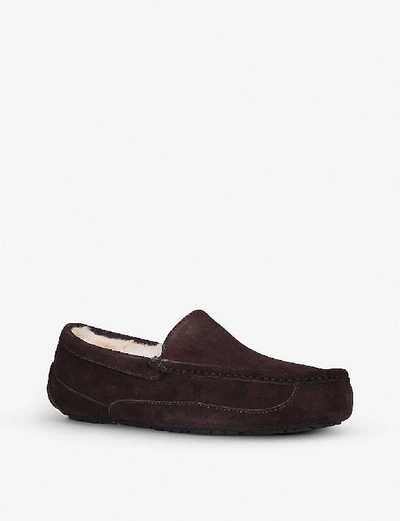 Shop Ugg Ascot Suede And Fleece Slippers In Mid Brown