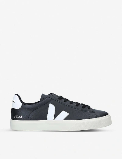 Shop Veja Men's Blk/white Men's Campo Leather And Coated-canvas Low-top Trainers