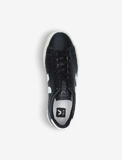 Shop Veja Men's Campo Leather And Coated-canvas Low-top Trainers In Blk/white