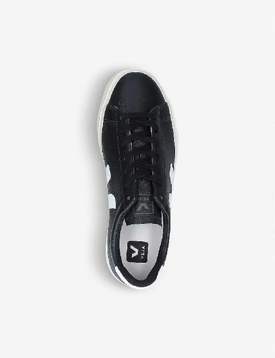 Shop Veja Men's Blk/white Men's Campo Leather And Coated-canvas Low-top Trainers