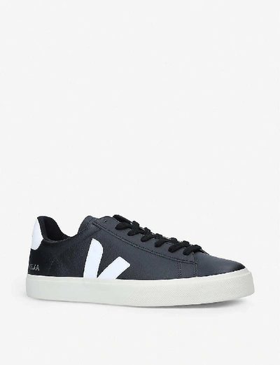 Shop Veja Men's Blk/white Men's Campo Leather And Coated-canvas Low-top Trainers
