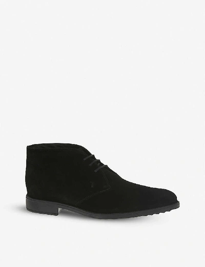 Shop Tod's Suede Chukka Boots In Black