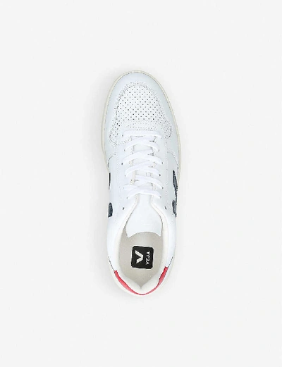 Veja V-10 Lace-up Sneakers In White/red