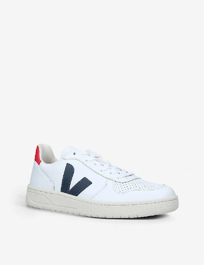 Veja V-10 Lace-up Sneakers In White/red