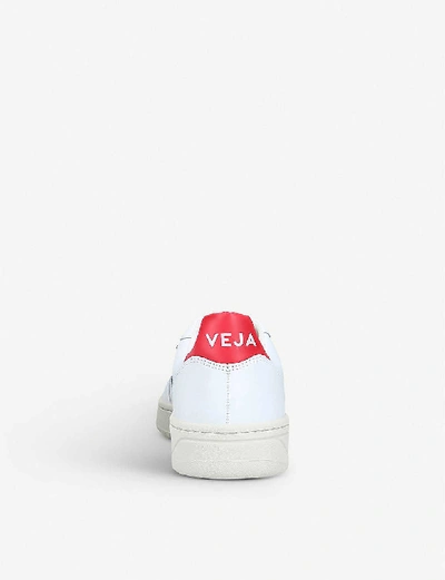 Veja V-10 Lace-up Sneakers In White/red