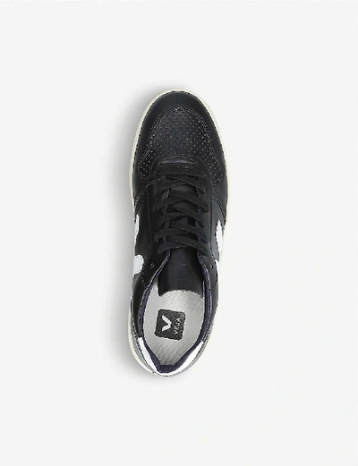 Shop Veja V10 Leather Trainers In Blk/white