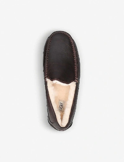 Shop Ugg Ascot Suede Loafers In Dark Brown