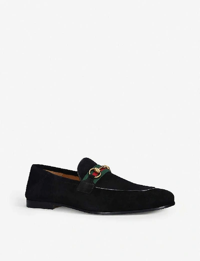 Shop Gucci Brixton Suede Loafers In Black