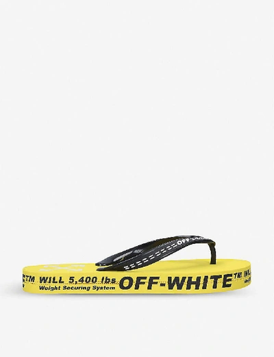 Shop Off-white Logo-print Rubber Flip Flops In Yellow