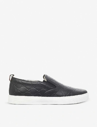 Shop Gucci Dublin Gg Leather Skate Shoes In Black