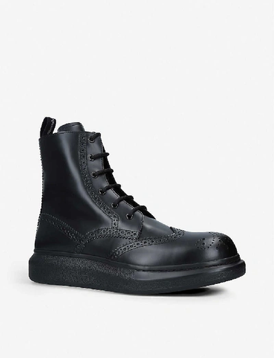 Shop Alexander Mcqueen Hybrid Patent-leather Ankle Boots In Black