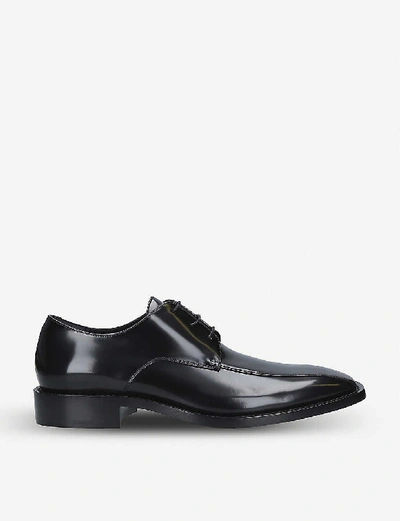 Shop Balenciaga Rim High-shine Leather Derby Shoes In Black