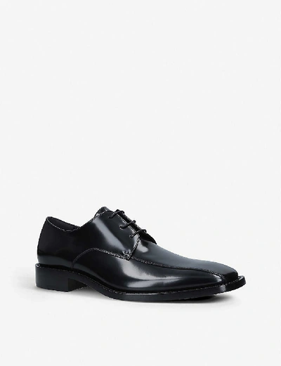 Shop Balenciaga Rim High-shine Leather Derby Shoes In Black