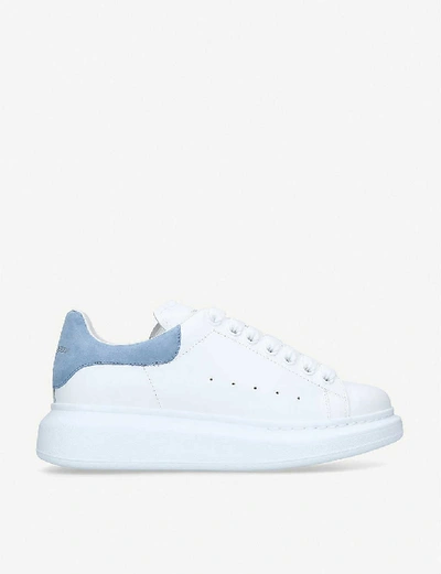 Shop Alexander Mcqueen Runway Suede-trimmed Leather Platform Trainers In Blue Other
