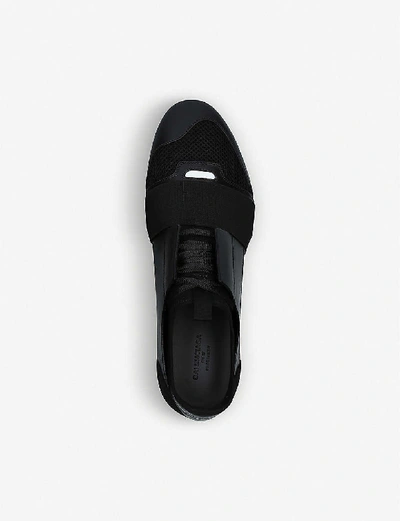 Shop Balenciaga Race Runners Leather And Mesh Trainers In Black