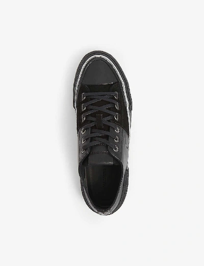 Shop Allsaints Jago Leather And Suede Low-top Trainers In Black