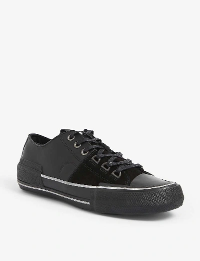 Shop Allsaints Jago Leather And Suede Low-top Trainers In Black