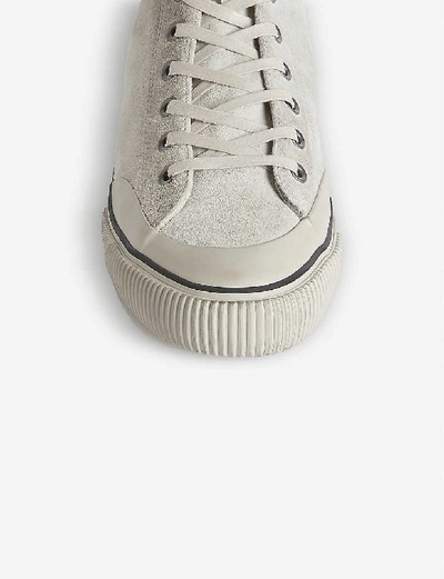 Shop Allsaints Mens Slate Grey Dumont Brand-patch Suede High-top Trainers 7