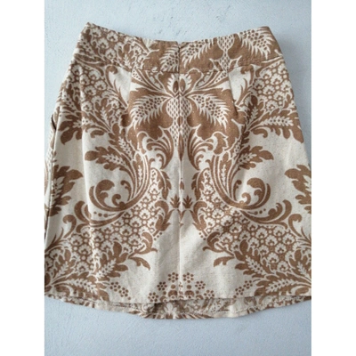 Pre-owned Donna Karan Linen Mid-length Skirt In Beige