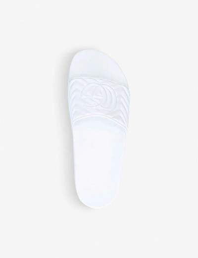 Shop Gucci Pursuit Matelassé Rubber Sliders In White