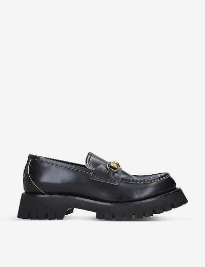 Shop Gucci Django Commander Leather Platform Loafers In Black