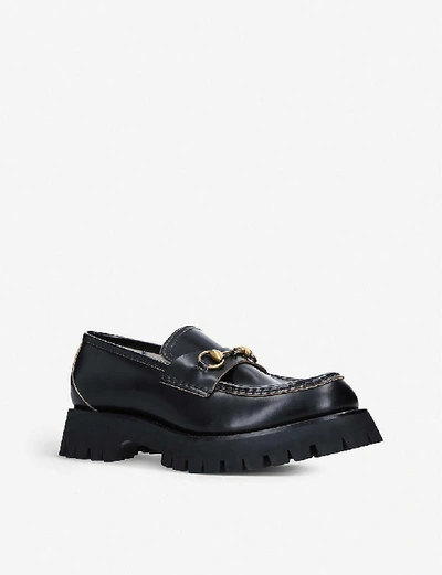 Shop Gucci Django Commander Leather Platform Loafers In Black