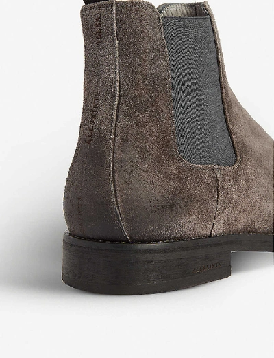 Shop Allsaints Mens Charcoal Grey Harley Distressed-toe Suede Chelsea Boots