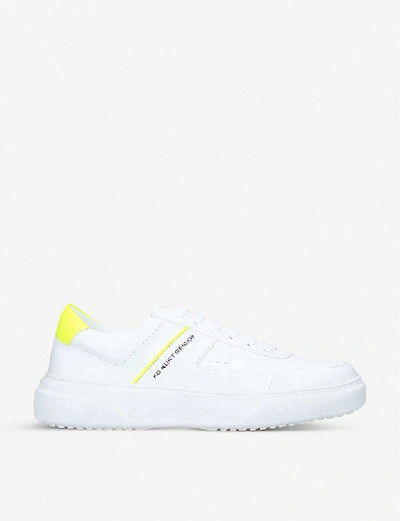 Shop Kg Kurt Geiger Kai Leather Trainers In White/oth