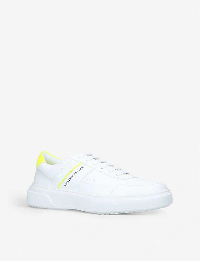 Shop Kg Kurt Geiger Kai Leather Trainers In White/oth