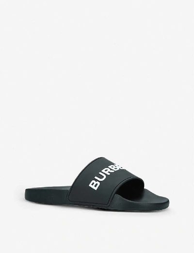 Shop Burberry Furley Rubber Sliders In Blk/white