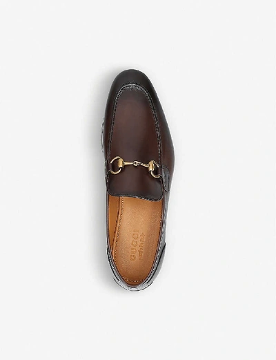 Shop Gucci Men's Brown Jordaan Leather Loafers