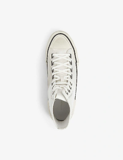 Shop Allsaints Waylon Leather And Suede High Top Trainers In Off White
