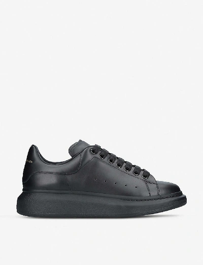 Shop Alexander Mcqueen Men's Black Men's Show Leather Platform Trainers