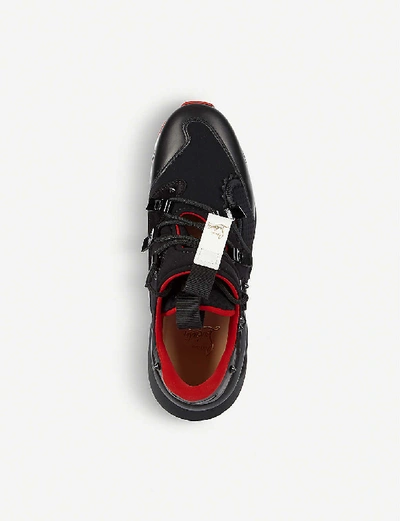 Shop Christian Louboutin Men's Black Red-runner Flat Clf/neo/neomesh/vv/pat/g