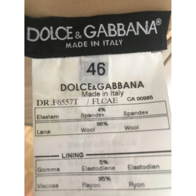 Pre-owned Dolce & Gabbana Wool Mid-length Dress In Beige