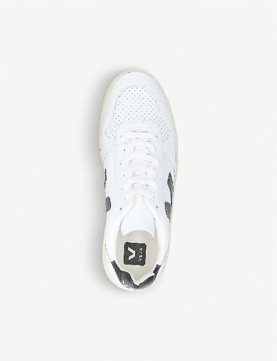 Shop Veja Men's V10 Leather And Mesh Trainers In White/blk