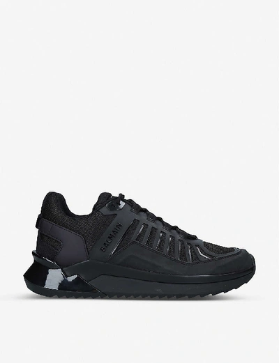 Shop Balmain B-trail Leather And Canvas Low-top Trainers In Black