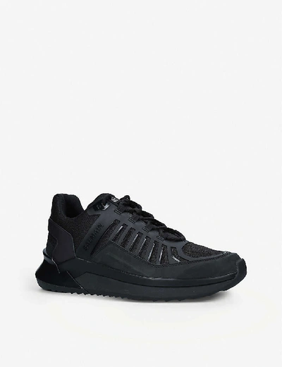 Shop Balmain B-trail Leather And Canvas Low-top Trainers In Black