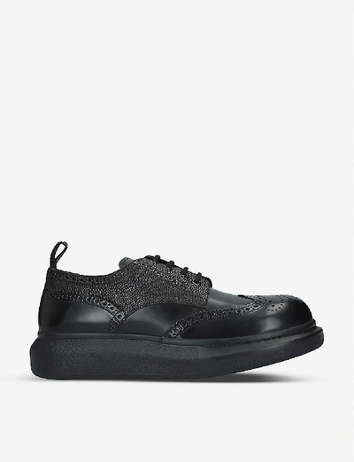 Shop Alexander Mcqueen Hybrid Lace-up Leather Shoes In Black