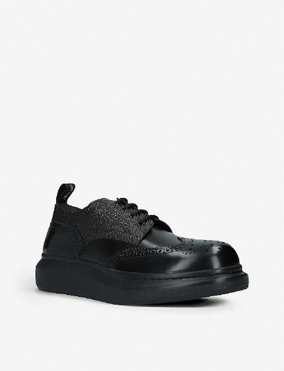Shop Alexander Mcqueen Hybrid Lace-up Leather Shoes In Black