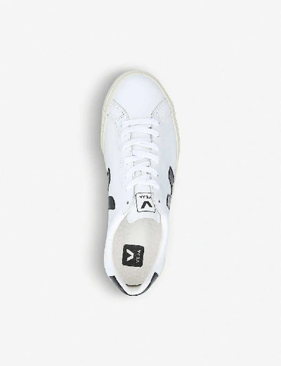 Shop Veja Esplar Branded Leather Trainers In White/blk
