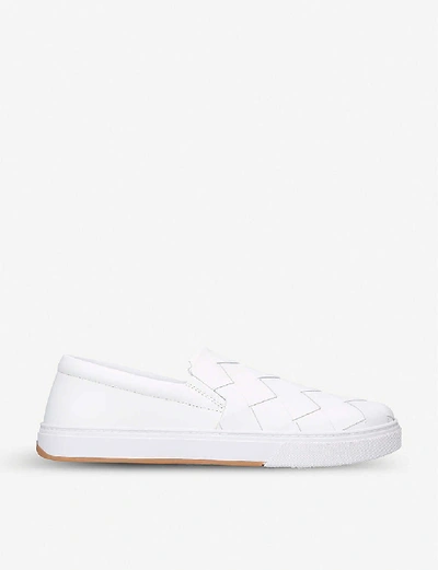 Shop Bottega Veneta Dodger Intrecciato-woven Leather Skate Shoes In White