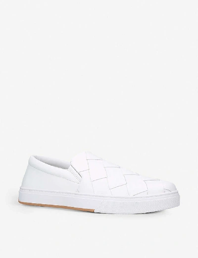 Shop Bottega Veneta Dodger Intrecciato-woven Leather Skate Shoes In White