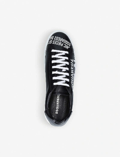 Shop Dsquared2 Logo-print Leather Trainers In Blk/white